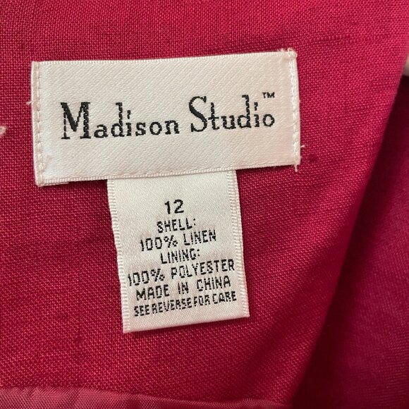 NWT Madison Studio Sheath Linen Red Dress, Size 12 - Picture 7 of 10